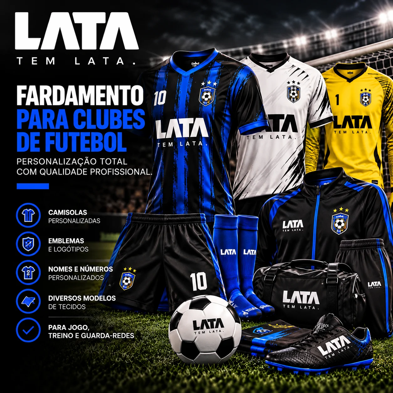 Equipamento de clube com nome e número